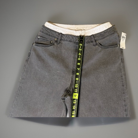 NWT BAR III Contrast Waist Wide Leg Going Out Jeans Gray Womens Size 14 - Picture 8 of 12